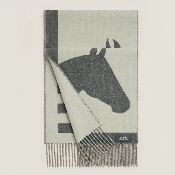 Authentic Hermes double sided cashmere Horse Scarf - Picture 2 of 14